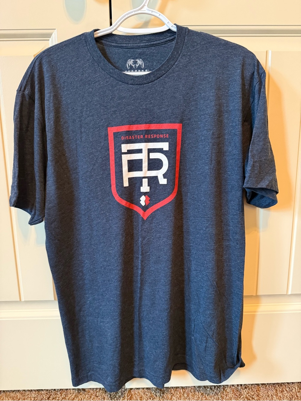 KUIU Navy Short-Sleeve Tee with Red and White Shield Logo